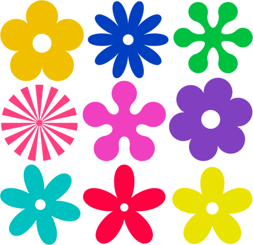 Selección de flores retro gráficos vectoriales